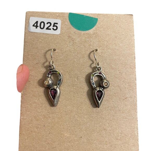 Patricia Locke Drop Handmade Silver Tone Earrings With Crystal Accents - Picture 3 of 5